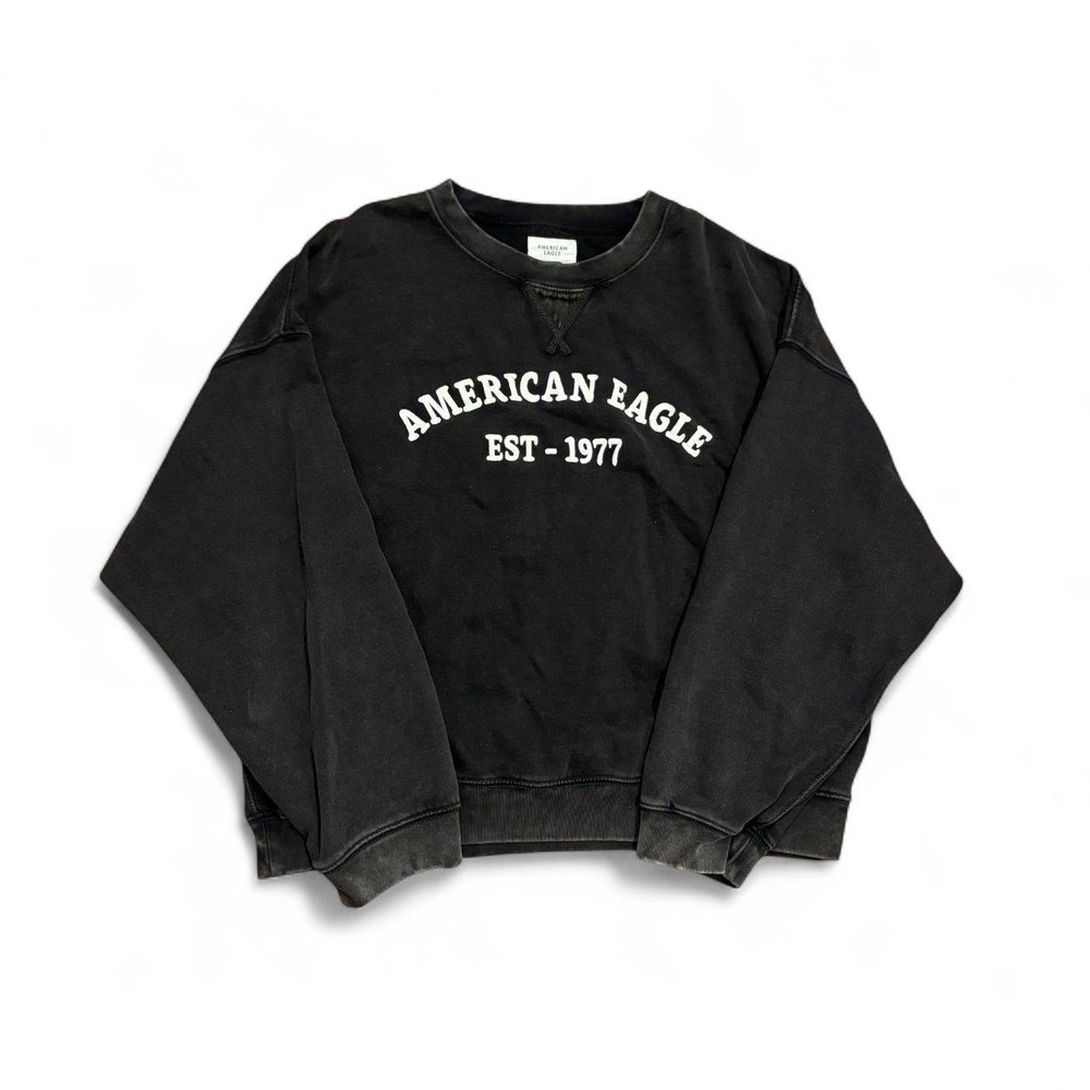 American Eagle EST. 1977 Black Crewneck Sweatshirt XL Mens Pullover Graphic